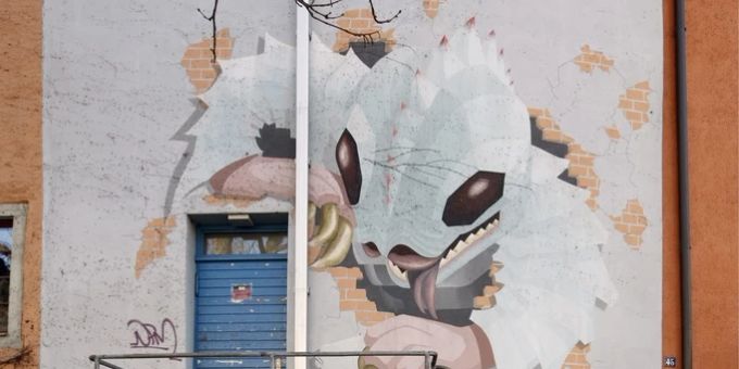 Ein Graffiti an einer Wand in Schaffhausen. (Archivbild) Graffiti Wand Schaffhausen