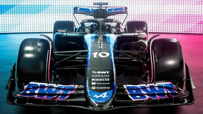 Der neue Alpine A524 für die Saison 2024 in der Formel 1. Formel 1 Alpine A524