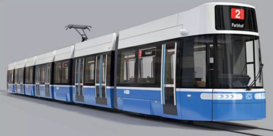 So sieht das neue Tram von Zürich aus.