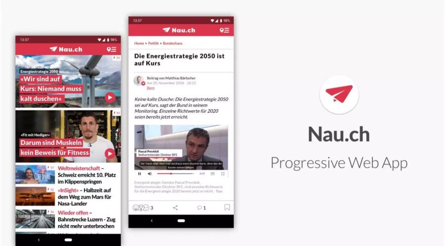 Nau lanciert die Progressive Web-App (PWA).