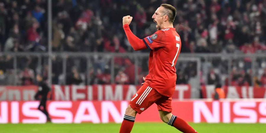 Der französische Fussballer Franck Ribery jubelt nach einem erzielten Tor.