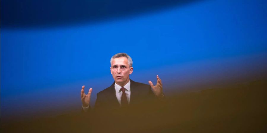 Jens Stoltenberg, Nato-Generalsekretär, spricht auf einer Pressekonferenz im Nato-Hauptquartier.