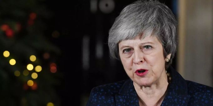 Laut Theresa May könne 2019 das Jahr werden, in dem die Differenzen im Brexit-Streit überwunden werden. Theresa May bei einer Ansprache.