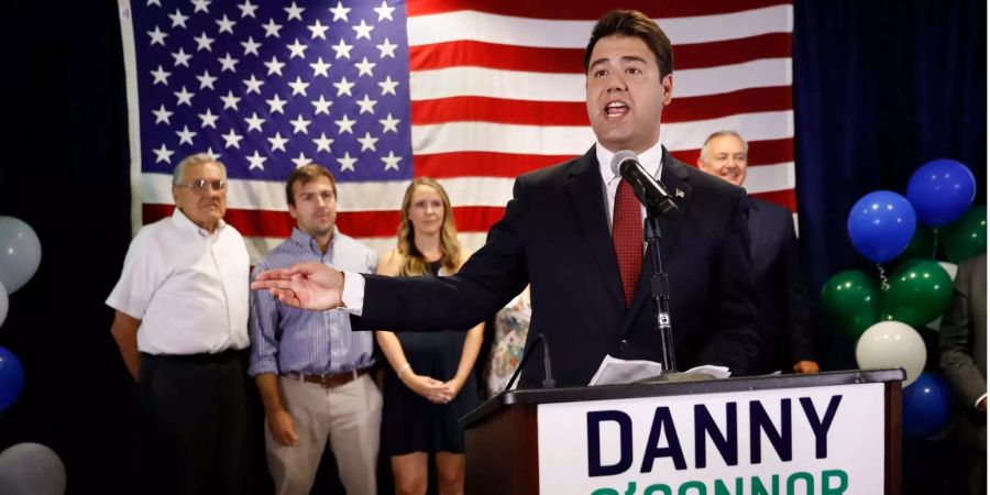 Danny O'Connor, Kandidat der Demokraten, während seinem Wahlkampf in Ohio (USA).