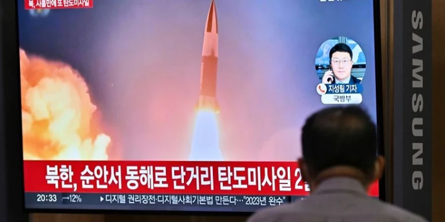 Eine Aufnahme eines nordkoreanischen Raketentests