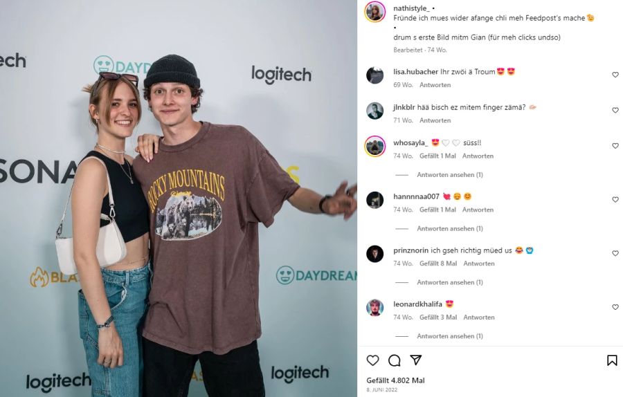 «Nathistyle» und ihr Freund Gian sind auf Social Media aktiv.
