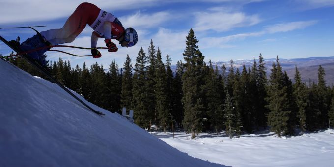 Marco Odermatt im Training für die Abfahrt in Beaver Creek. Marco Odermatt Beaver Creek