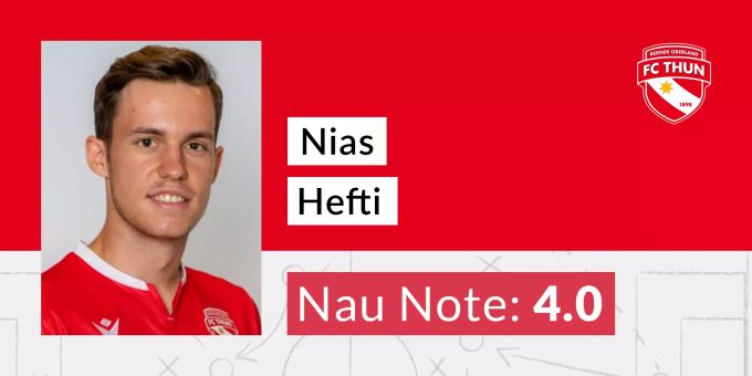 Die Nau-Note für Nias Hefti vom FC Thun. Nias Hefti FC Thun