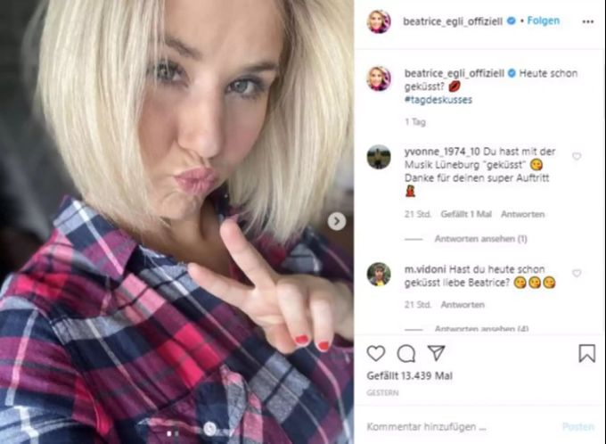 Beatrice Egli feiert den «Tag des Kusses». beatrice