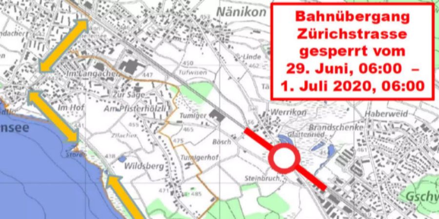 Bahnübergang Zürichstrasse in Werrikon gesperrt