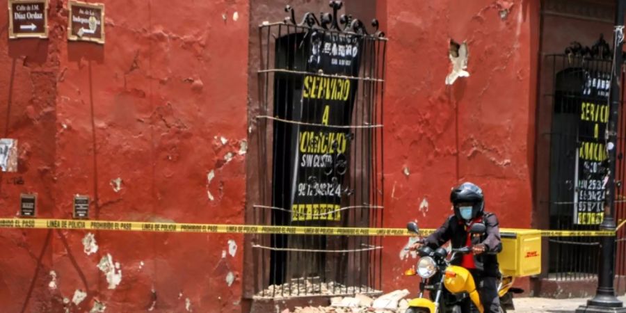 Vom Erdbeben beschädigtes Haus in Oaxaca