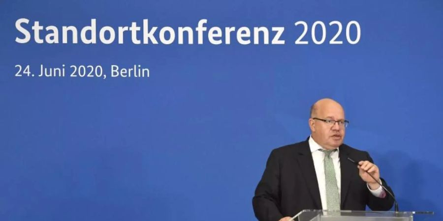 Wirtschaftsminister Altmaier spricht während der Standortkonferenz 2020 in Berlin. Foto: John Macdougall/AFP Pool/dpa