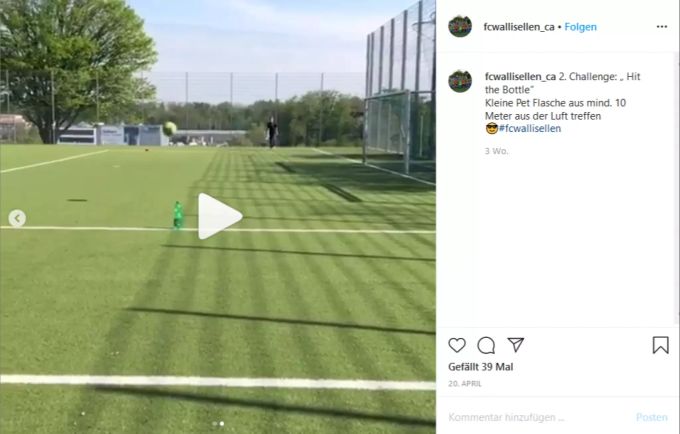 DIe Junioren versuchen sich an verschiedenen Challenges, die man auf dem Instagram-Account mitverfolgen kann. Junioren Ca, FC Wallisellen