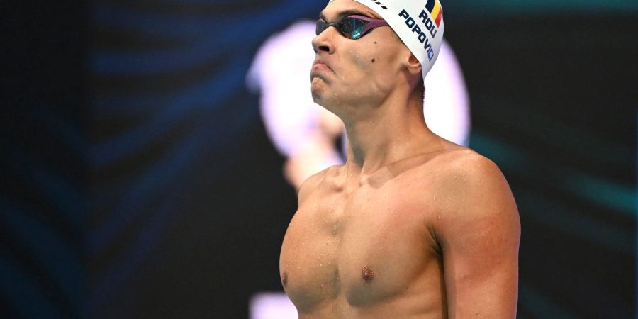 Schwamm über 100 Meter Freistil Weltrekord: David Popovici.