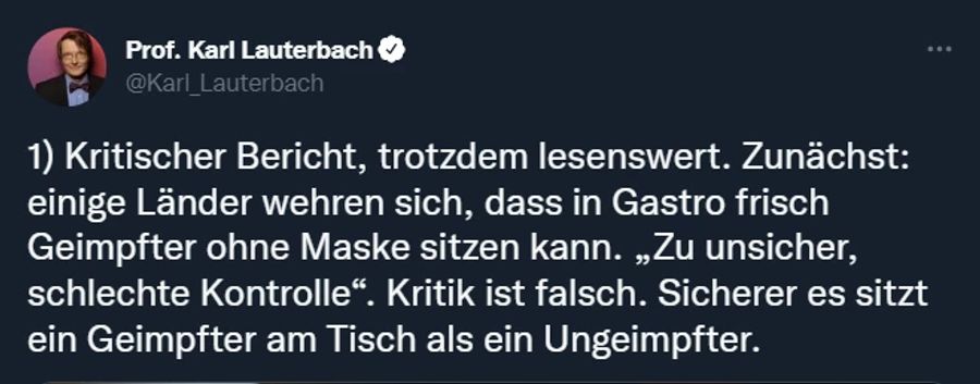 Karl Lauterbach kommentiert auf Twitter die geplanten Corona-Massnahmen.