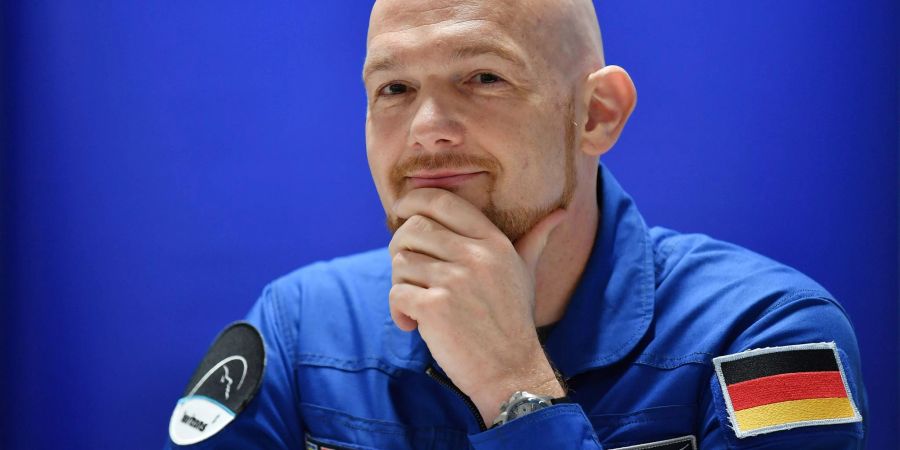 ESA-Astronaut Alexander Gerst bei einer Pressekonferenz in der Arena Erfurt.