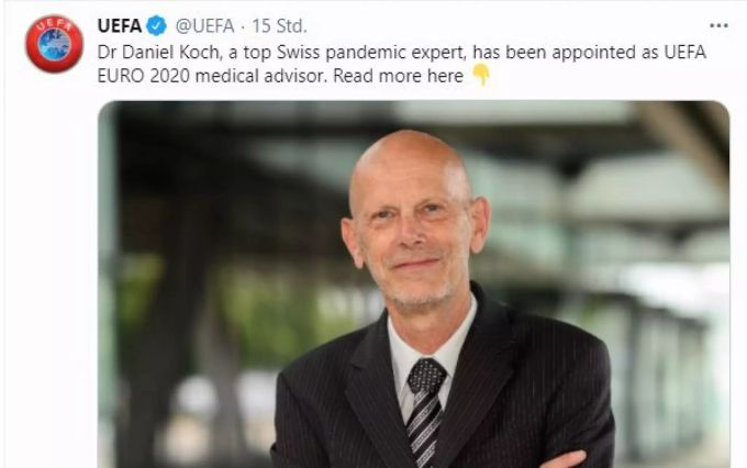 Stolz verkündet die UEFA am 28. Januar die Verpflichtung des «Top»-Pandemie-Experten Daniel Koch im Hinblick auf die Europameisterschaften. UEFA Daniel Koch