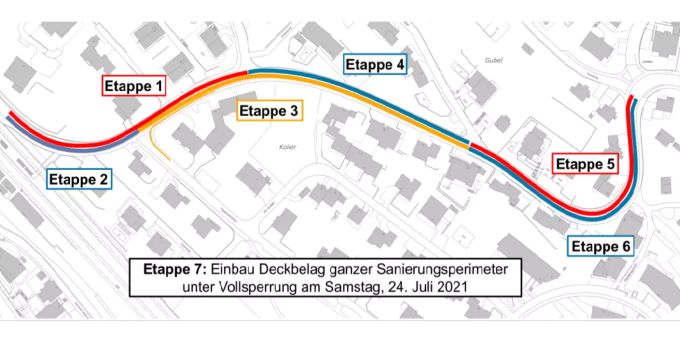 Sanierung Bünishoferstrasse in Meilen.