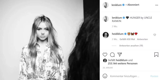 Leni Klum startet als Model durch. heidi klum