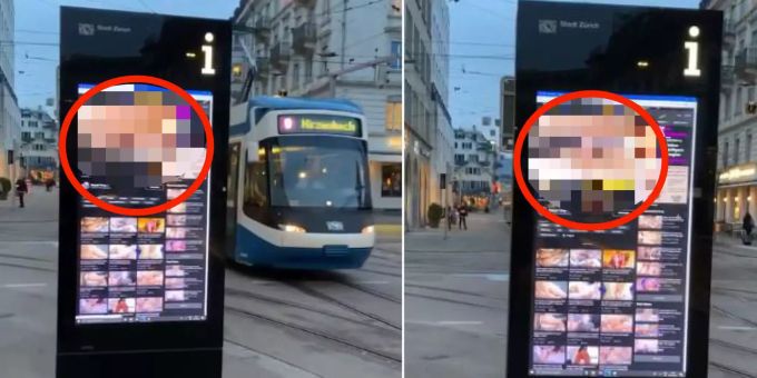 Porno auf Infotafel - Betreiber: Hacker legten mitten in Zürich Hand an