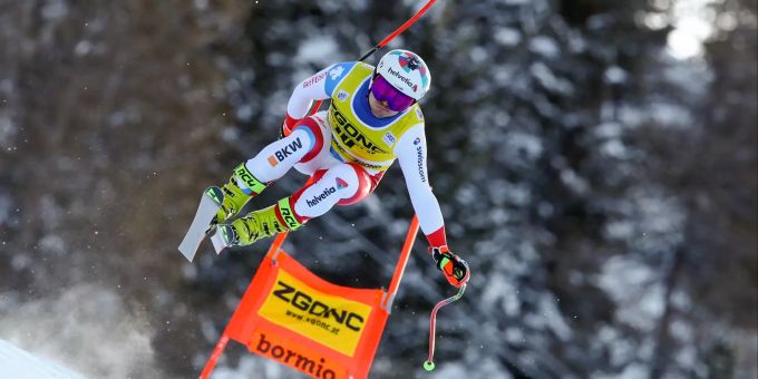 Urs Kryenbühl fährt in der Abfahrt von Bormio auf das Podest. Urs Kryenbühl