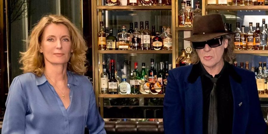Schauspielerin Maria Furtwängler und Musiker Udo Lindenberg bei den Dreharbeiten zum gemeinsamen «Tatort: Alles kommt zurück».
