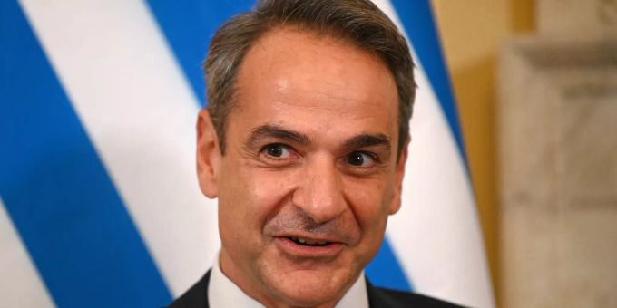 Griechenlands Ministerpräsident Kyriakos Mitsotakis. Greek Prime Minister Mitsotakis visits England