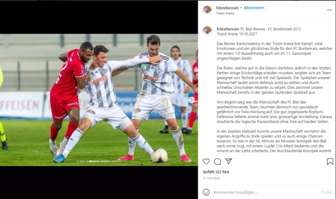 Der FC Breitenrain war auch gegen Kantonsrivale Biel erfolgreich. FC Breitenrain