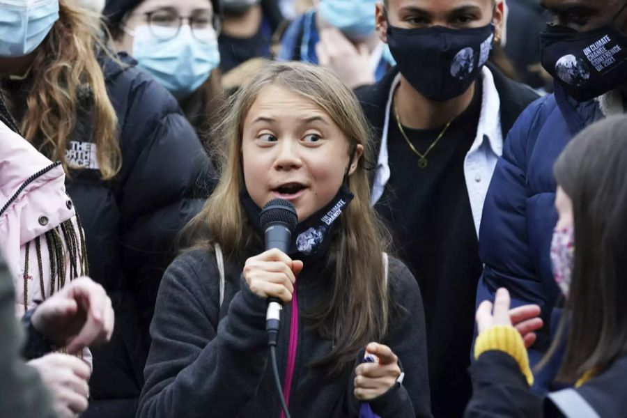 Aktivistin Greta Thunberg bei einer Rede am Uno-Klimagipfel in Glasgow.