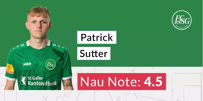 Die Nau.ch-Note für Patrick Sutter vom FC St.Gallen. FC St.Gallen FC Zürich