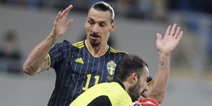 Zlatan Ibrahimovic im Spiel gegen Georgien. Georgien Schweden Zlatan Ibrahimovic