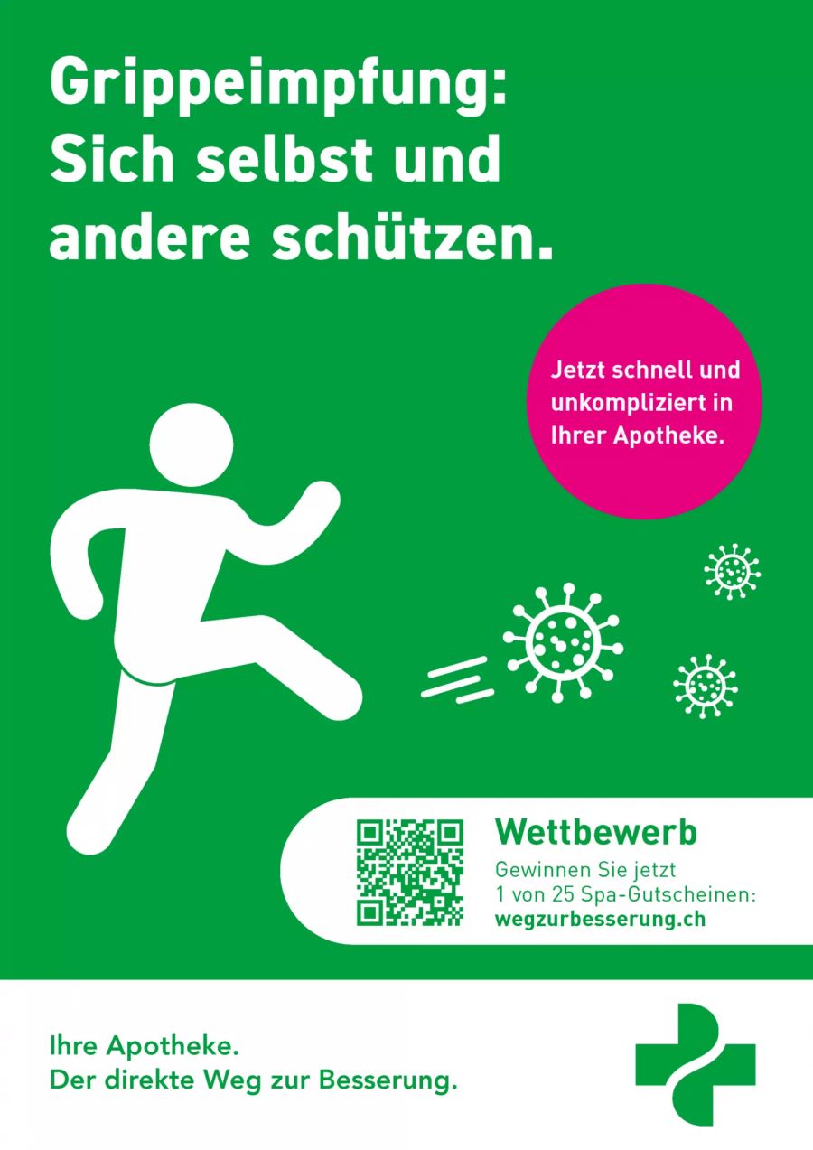 Das Plakat ist Teil der nationalen Grippe-Impf-Kampagne der Schweizer Apotheken.