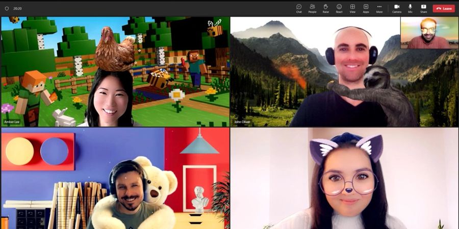 Ist schon wieder Karneval? Eine illustre Runde in Microsoft Teams unter Zuhilfenahme der neuen Snapchat-Filter.