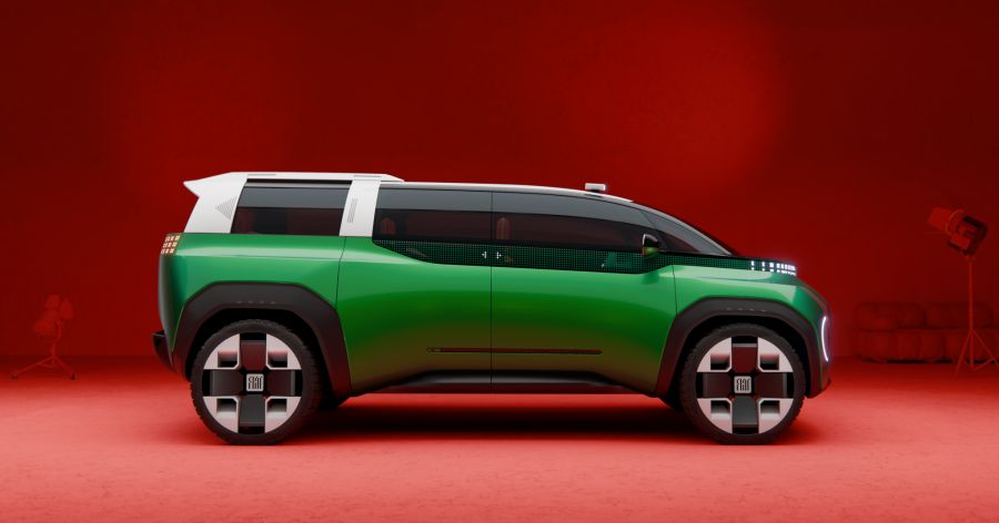 Die Studie fusioniert drei Fahrzeuggattungen in einer Silhouette: das Raumvolumen eines Vans, die Optik eines SUV und die Ladefläche eines Pritschenwagens.