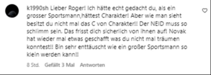 Federer hat Einzel-Gold bei Olympia nie gewonnen. Ein Fan wittert Neid gegenüber Djokovic.