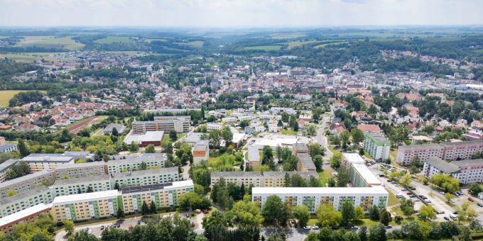 Blick auf die Grosse Kreisstadt im sächsischen Landkreis Mittelsachsen. Grosse Kreisstadt
