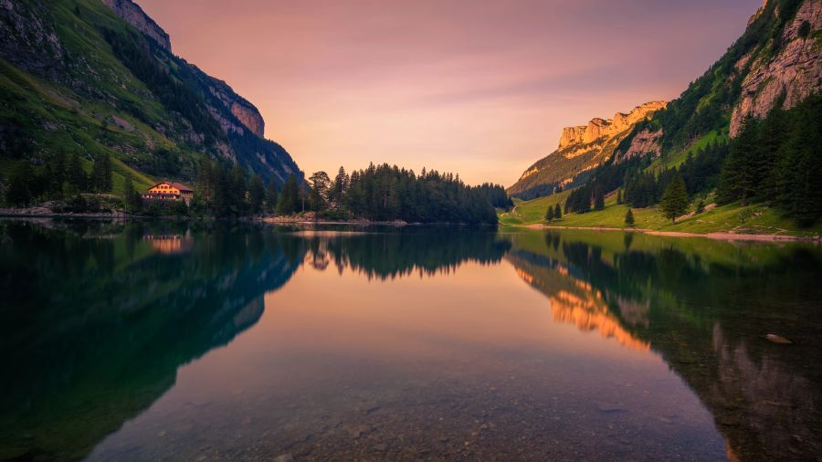 Sonnenuntergang am Seealpsee, Appenzell-Region