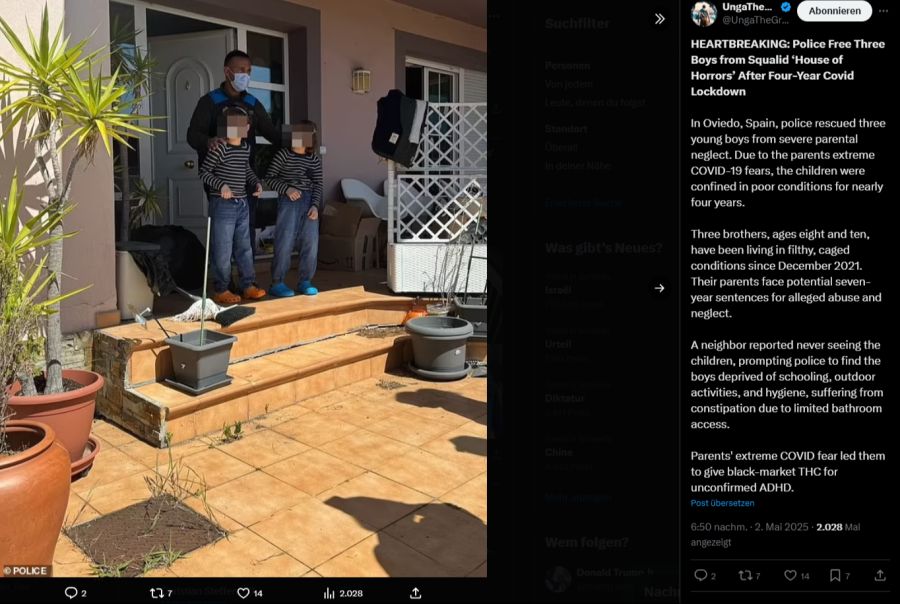 Die Polizei befreit die Kinder aus dem Haus, indem sie über 3 Jahre eingesperrt waren.
