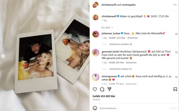 Romina und Christian posteten fleissig Bilder aus dem Krankenhaus. romina palm christian wolf