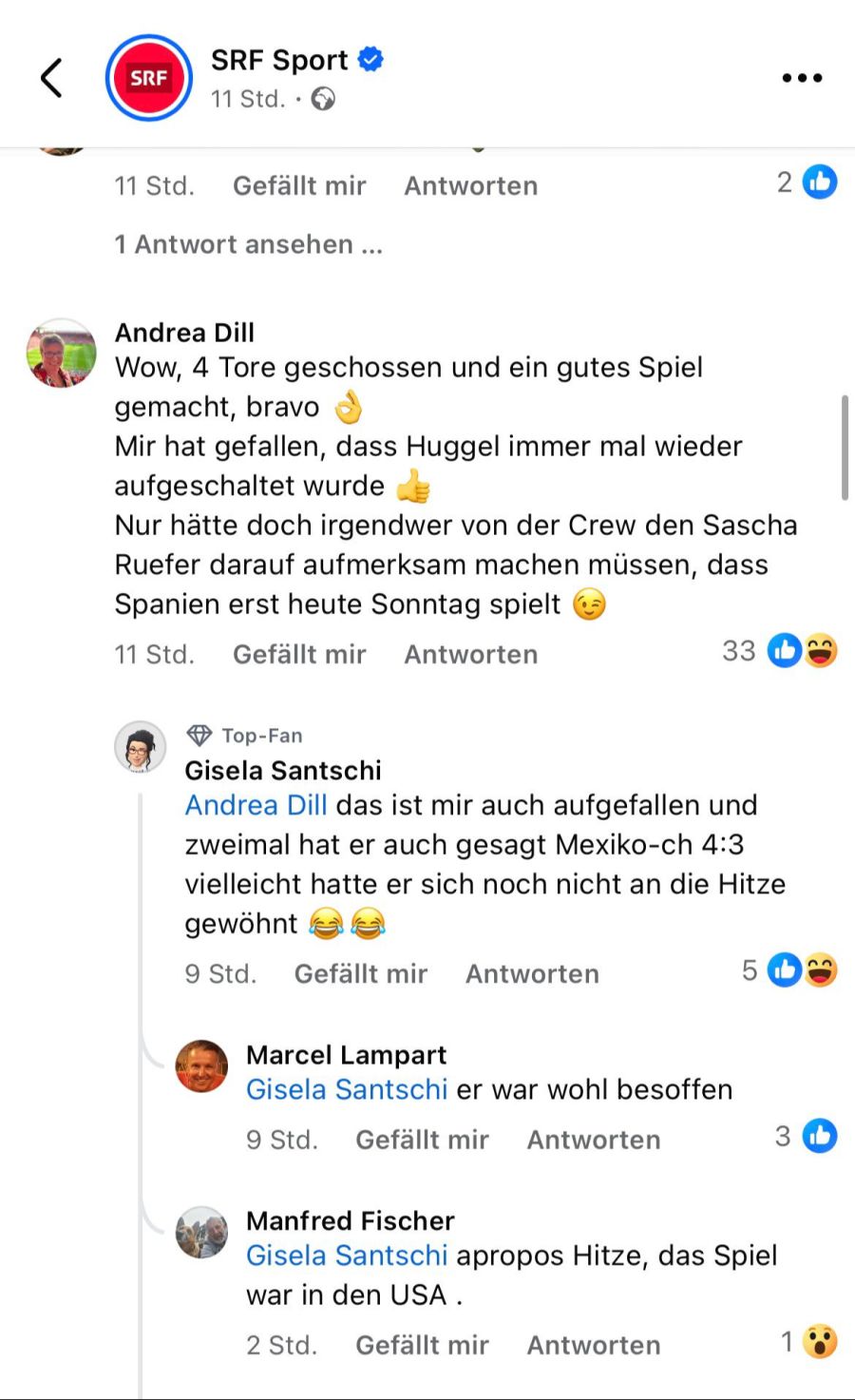 Dieser bezeichnet den Nati-Gegner mehrfach als Spanien statt Mexiko.