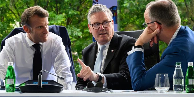 Merz, Macron und Starmer appellieren an Teheran. (Archivbild) merz