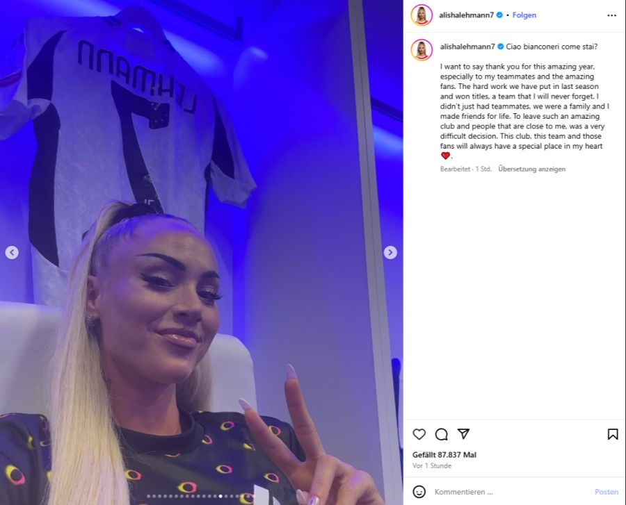 Alisha Lehmann verlässt Juventus nach einem Jahr wieder.