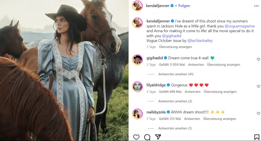 Pferde sind eine grosse Leidenschaft von Kendall.