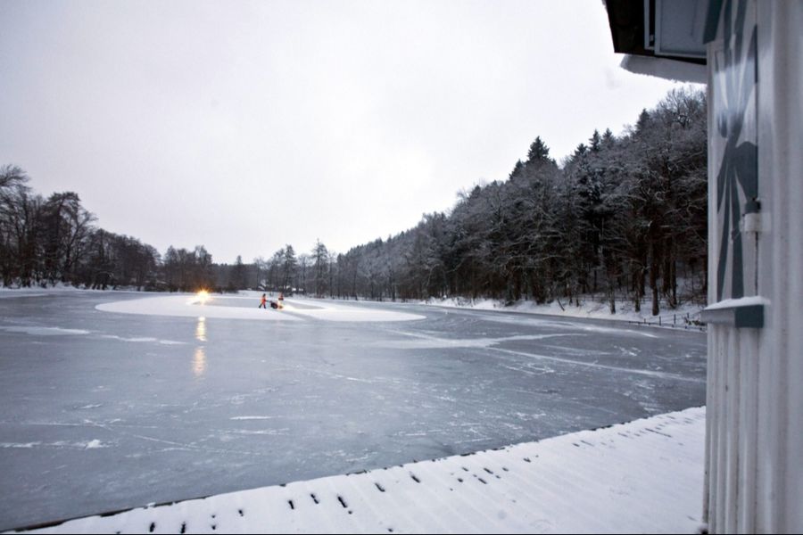 In kalten Wintern wird aus dem Bubenweier ein Eisfeld.