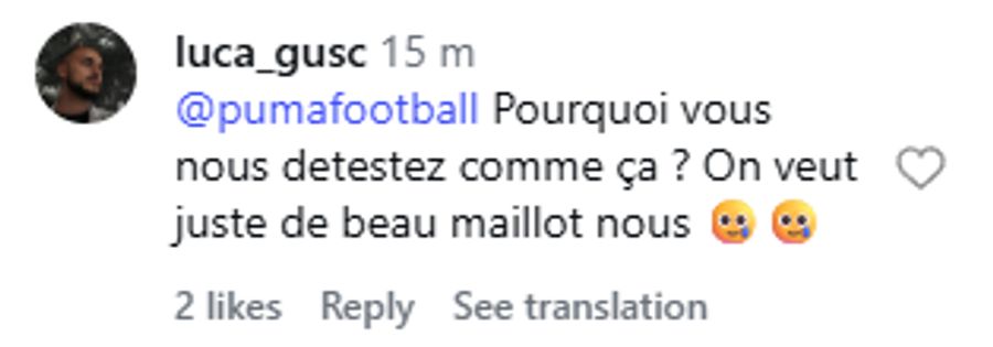 «@pumafootball: Warum hasst ihr uns so sehr? Wir wollen doch nur ein hübsches Trikot.»
