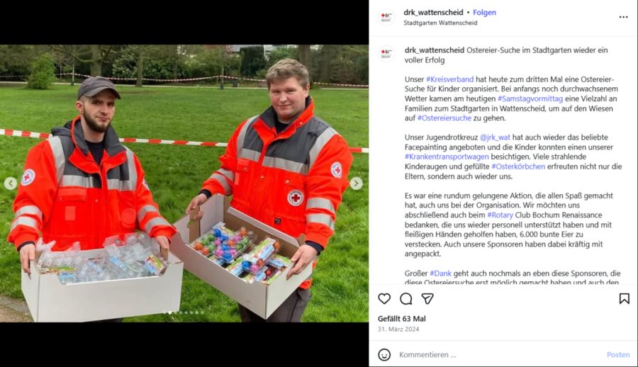 Freiwillige versteckten jeweils tausende Eier.