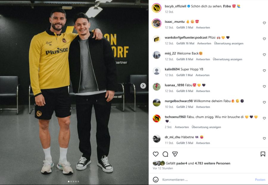 Fabian Rieder mit YB-Captain Loris Benito.