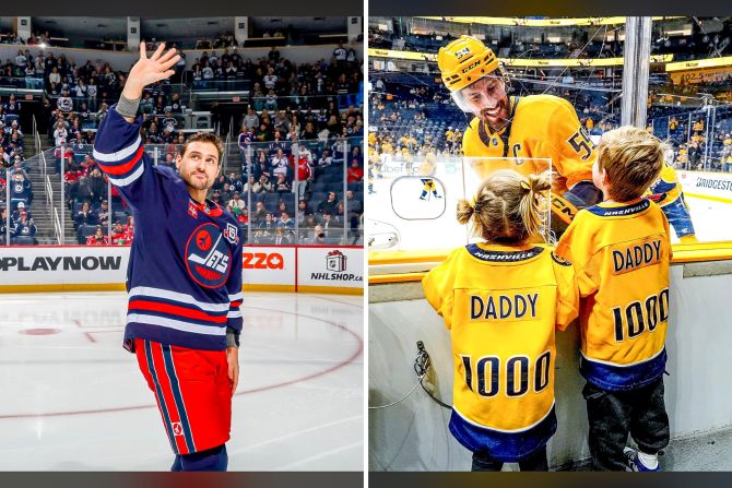 Nino Niederreiter und Roman Josi Slapshot