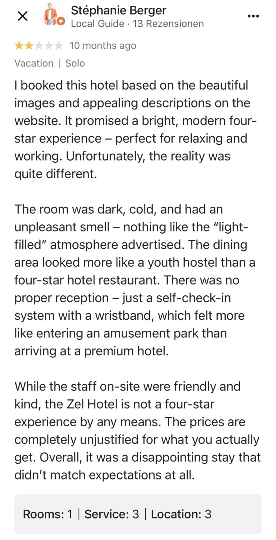 In der Rezension zum Zel Costa Brava ist von dunklen Zimmern, Self-Check-in und enttäuschten Erwartungen die Rede.