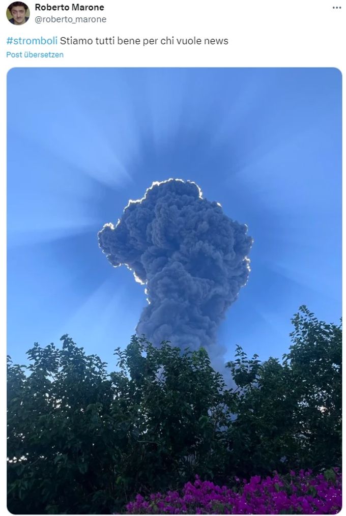 Der Stromboli spuckt derzeit meterhohe Aschewolken. stromboli